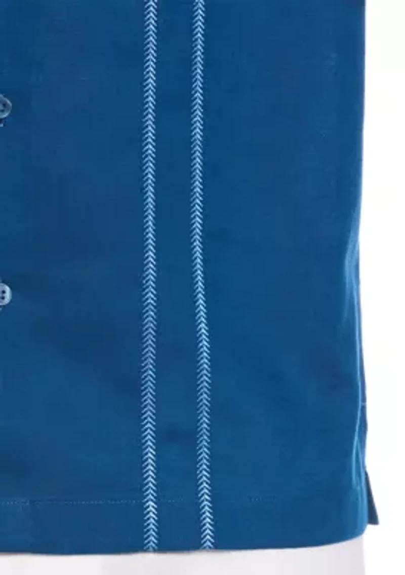 Men's Short Sleeve Panel Embroidered Shirt