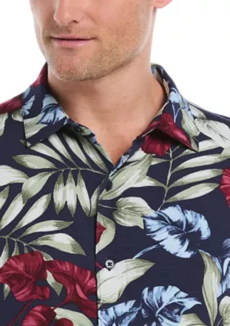 Men's Short Sleeve Floral Button Down Shirt