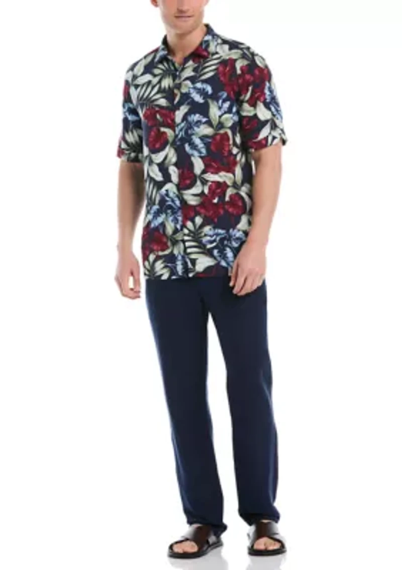 Men's Short Sleeve Floral Button Down Shirt