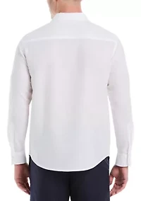 Floral Placement Print Linen Cotton Dress Shirt