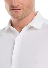 Floral Placement Print Linen Cotton Dress Shirt