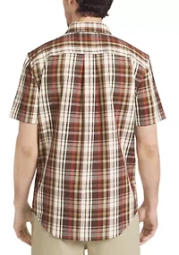 Men's Dobby Texture Plaid Button Down Shirt