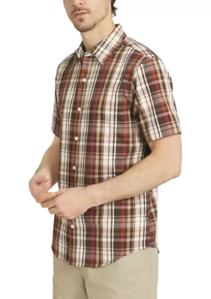 Men's Dobby Texture Plaid Button Down Shirt