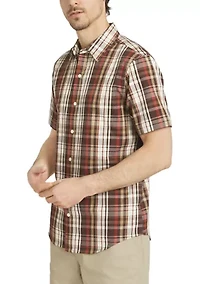 Men's Dobby Texture Plaid Button Down Shirt