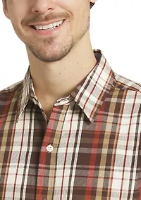 Men's Dobby Texture Plaid Button Down Shirt