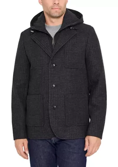 Wool Blazer Coat with Hood