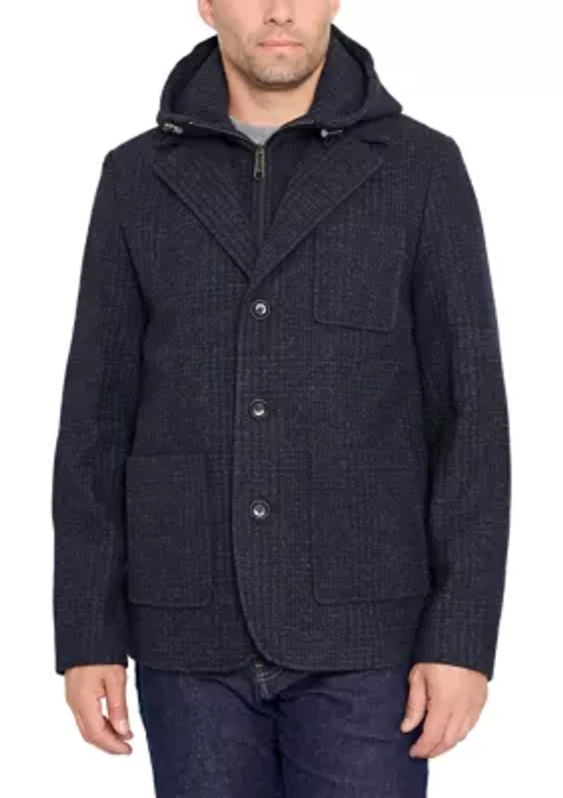 Wool Blazer Coat with Hood