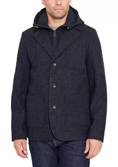 Wool Blazer Coat with Hood