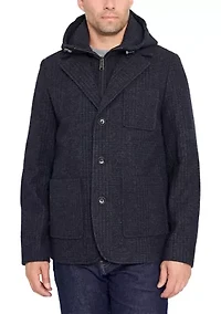 Wool Blazer Coat with Hood