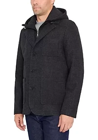 Wool Blazer Coat with Hood