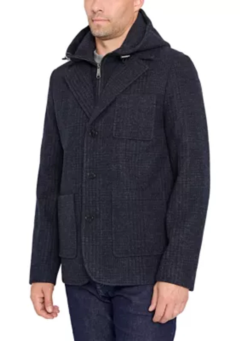 Wool Blazer Coat with Hood