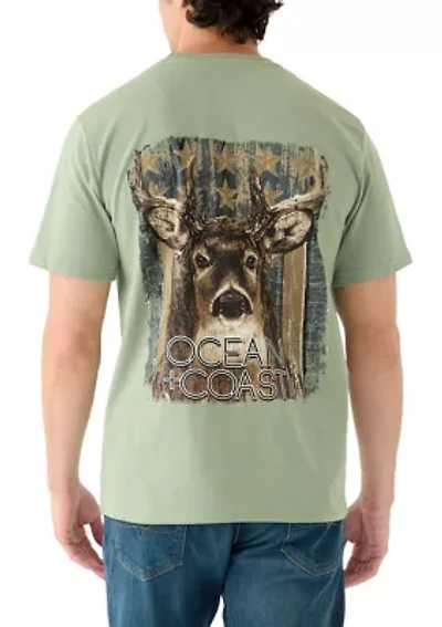 Men's Short Sleeve Americana Deer Graphic T-Shirt