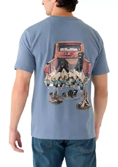 Men's Short Sleeve Graphic Hunting Dog Truck T-Shirt