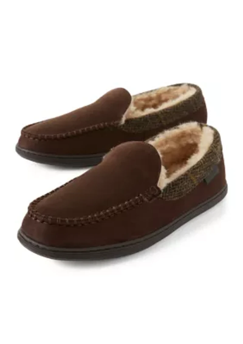 Venetian Slippers with Plaid Collar
