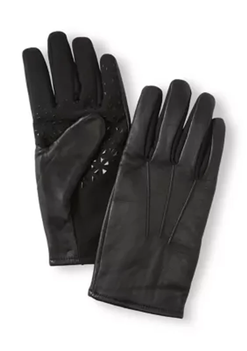 Men's Leather Glove with Point and Stretch Palm