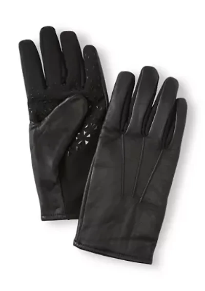 Men's Leather Glove with Point and Stretch Palm