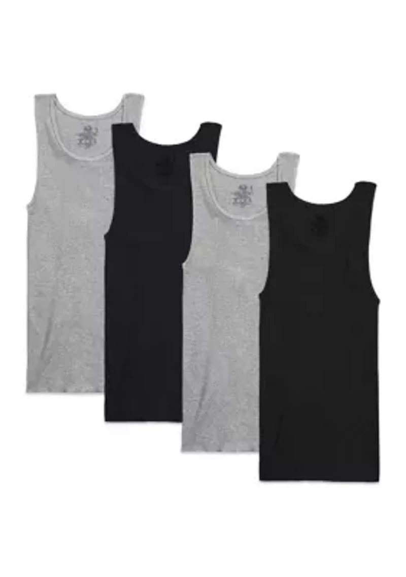 Men's Premium A-Shirt, Black and Gray 4 Pack