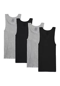 Men's Premium A-Shirt, Black and Gray 4 Pack