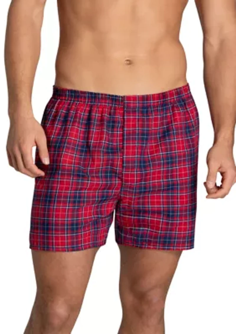 Premium Woven Plaid Boxers Assorted - 4 Pack