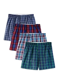Premium Woven Plaid Boxers Assorted - 4 Pack