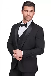 Men's Premium 3 Pc Shawl Lapel Slim Fit Tuxedo Set