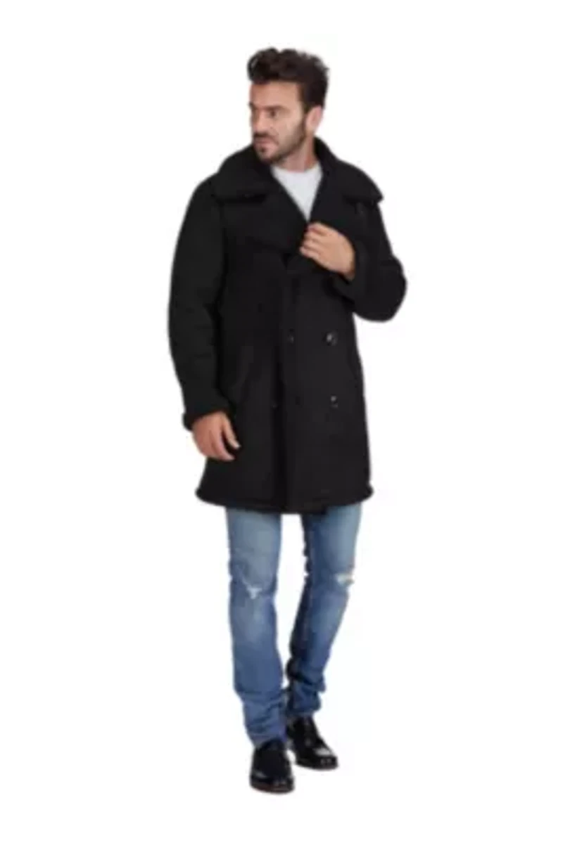 Braveman Faux Shearling Double Breasted Overcoat