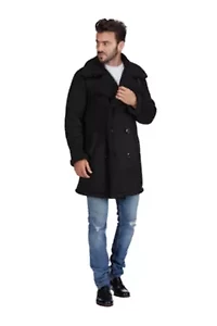 Braveman Faux Shearling Double Breasted Overcoat