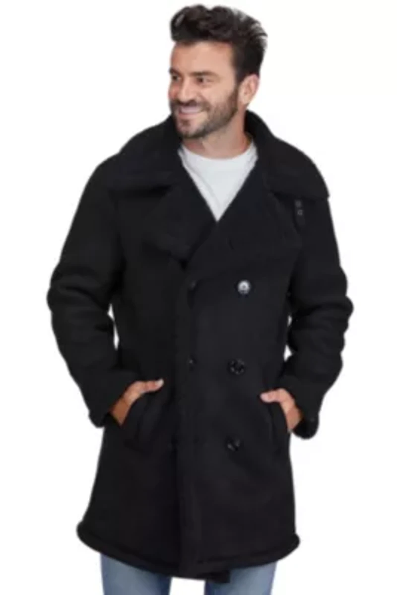 Braveman Faux Shearling Double Breasted Overcoat
