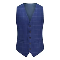 Men's 3-Piece Windowpane Plaid Slim Fit Suit