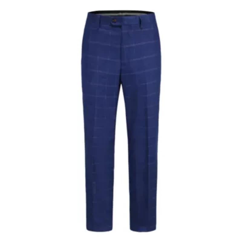 Men's 3-Piece Windowpane Plaid Slim Fit Suit