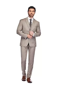 Men's Slim Fit 3PC Brown Check Suit