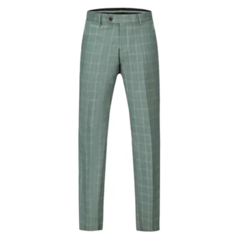 Men's 3 Piece Slim Fit Green Plaid Suit