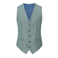 Men's 3 Piece Slim Fit Green Plaid Suit