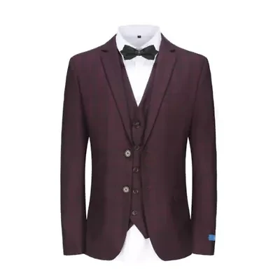 Men's 3-Piece Slim Fit Check Suit