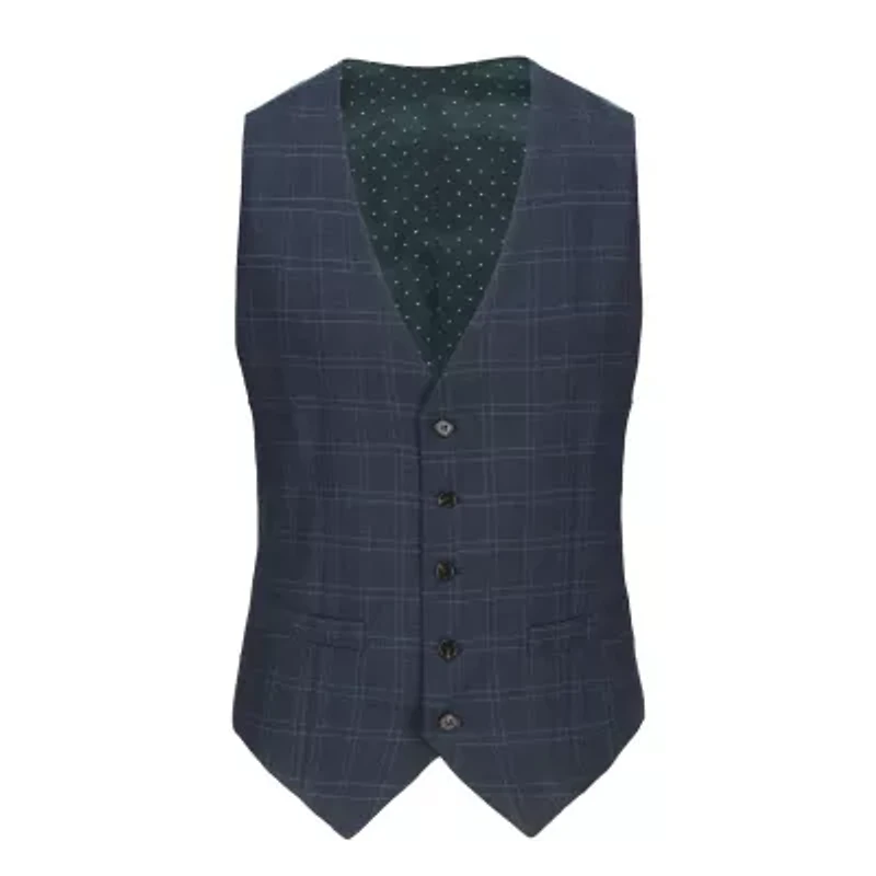 Men's Slim Fit 3PC Tailored Blue Check Suit