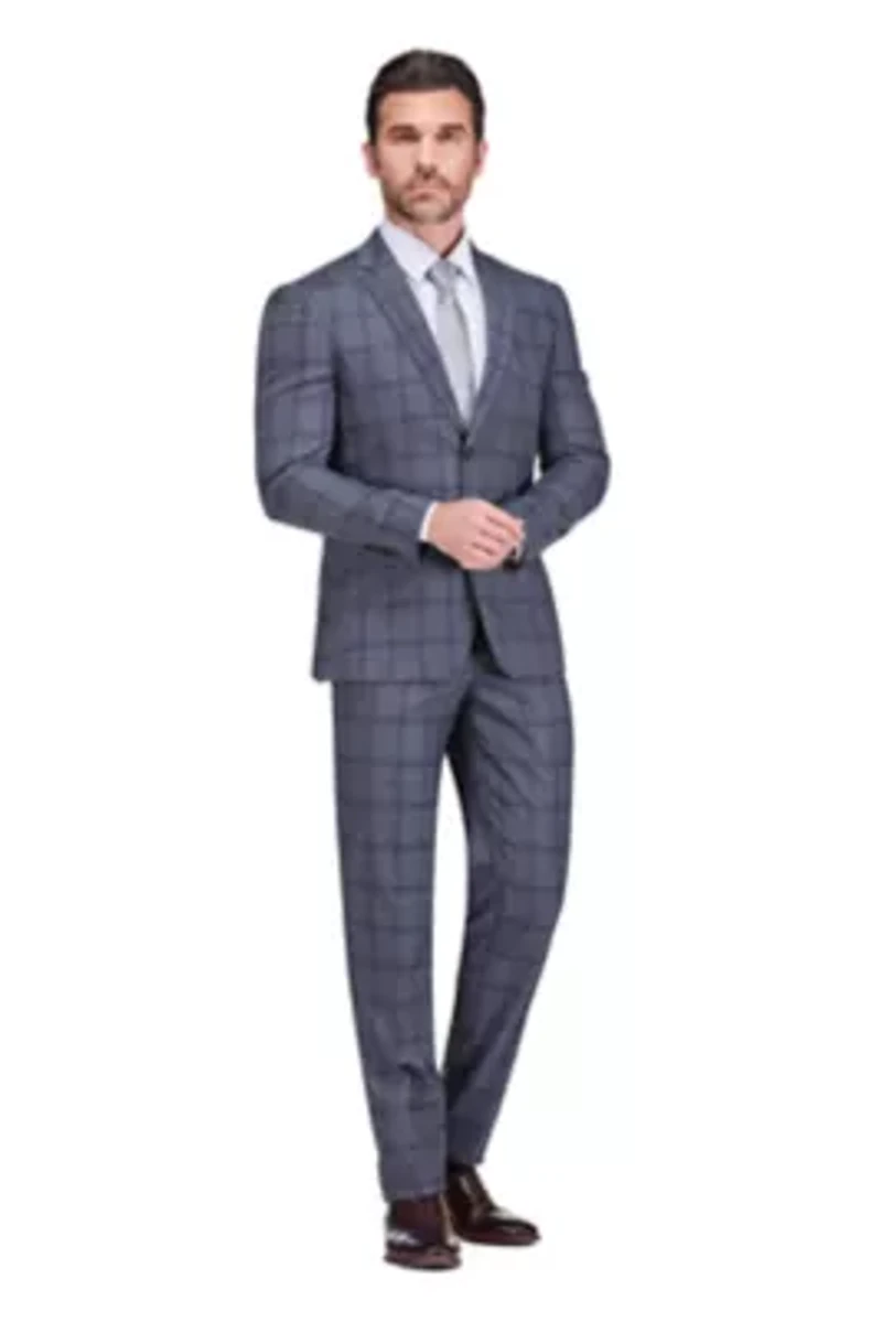 Gino Vitale Slim Fit 2-Piece Performance Four-Way Stretch Plaid Suit