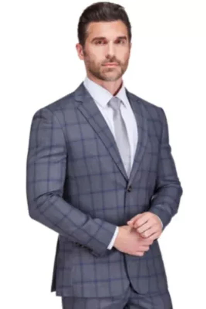 Gino Vitale Slim Fit 2-Piece Performance Four-Way Stretch Plaid Suit