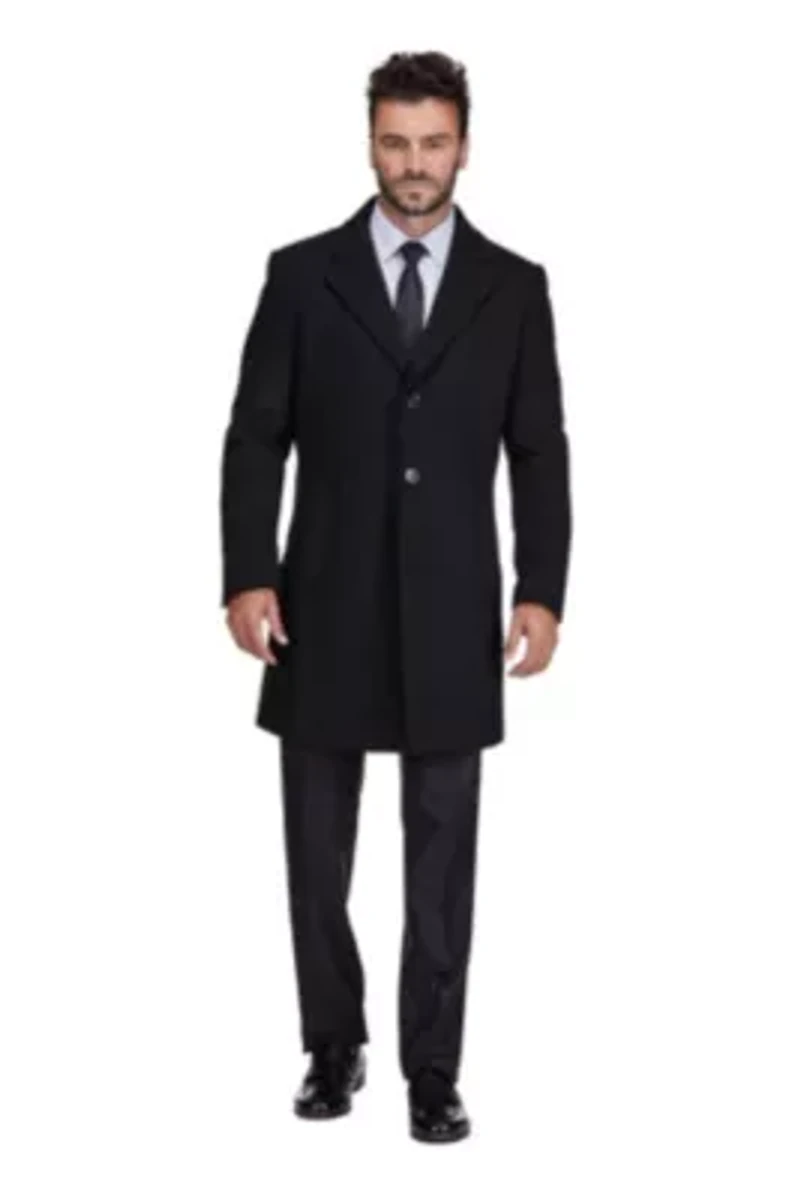 Men's Tailored Wool Blend Notch Collar Walker Car Coat Jacket