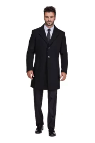 Men's Tailored Wool Blend Notch Collar Walker Car Coat Jacket