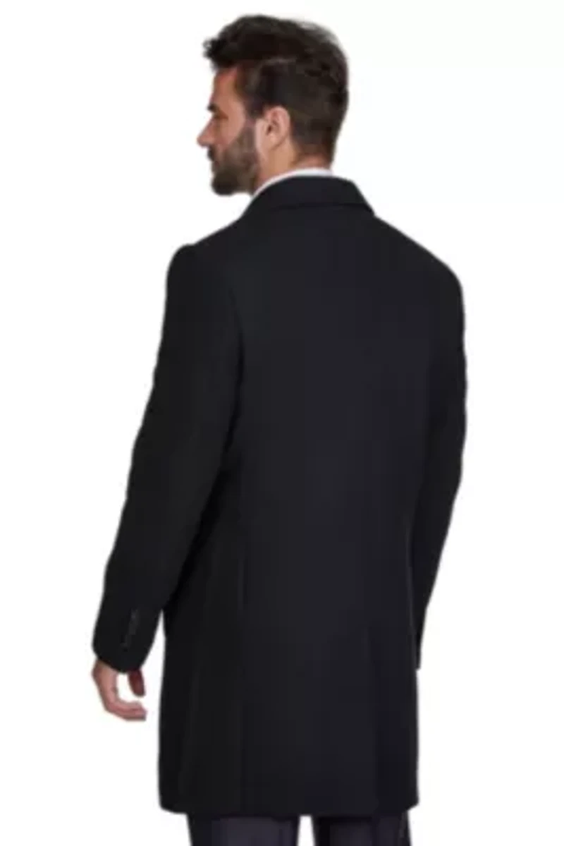 Men's Tailored Wool Blend Notch Collar Walker Car Coat Jacket