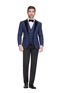 Men's 3-Piece Peak Lapel Satin Trim Tuxedo with Subtle Sheen