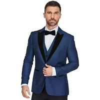 Men's 3-Piece Peak Lapel Satin Trim Tuxedo with Subtle Sheen