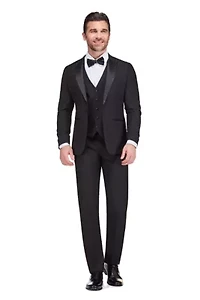 Men's Slim-Fit 3PC Satin Peak Lapel Tuxedo
