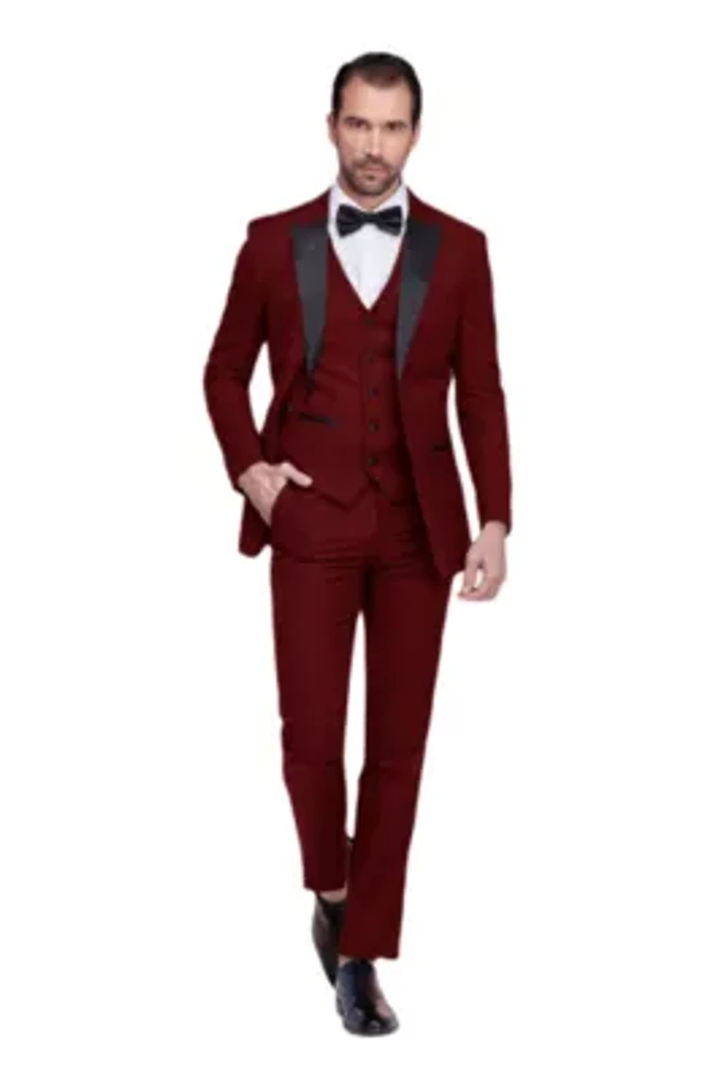 Men's Slim-Fit 3PC Satin Peak Lapel Tuxedo