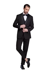 Men's Slim-Fit 3PC Satin Peak Lapel Tuxedo