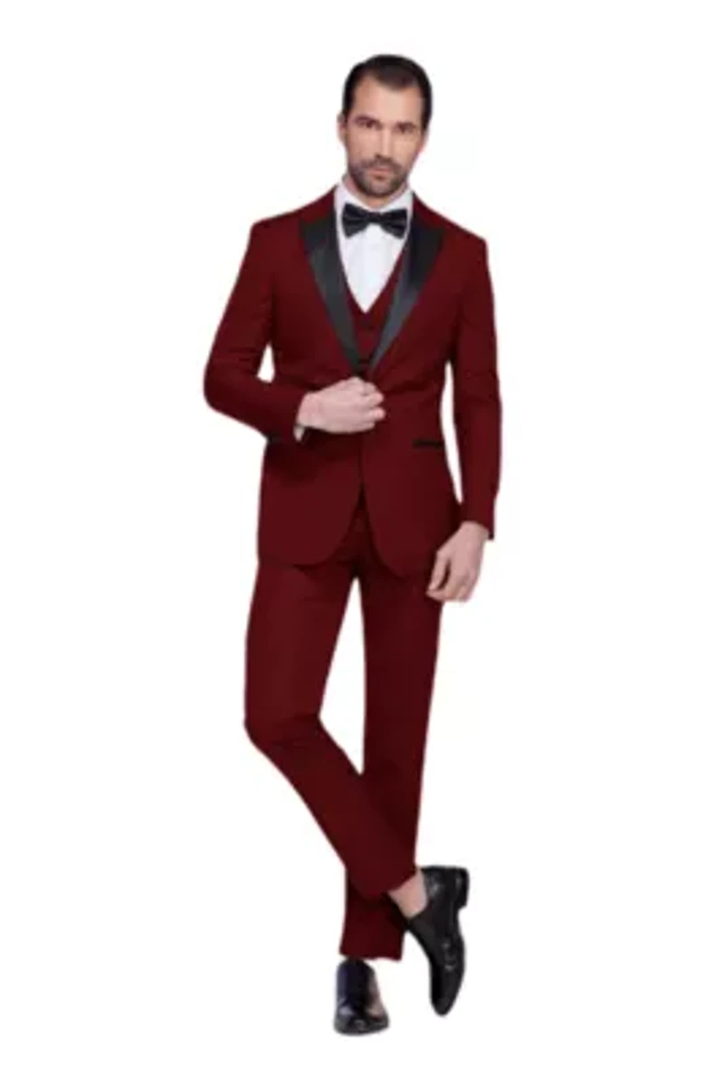 Men's Slim-Fit 3PC Satin Peak Lapel Tuxedo