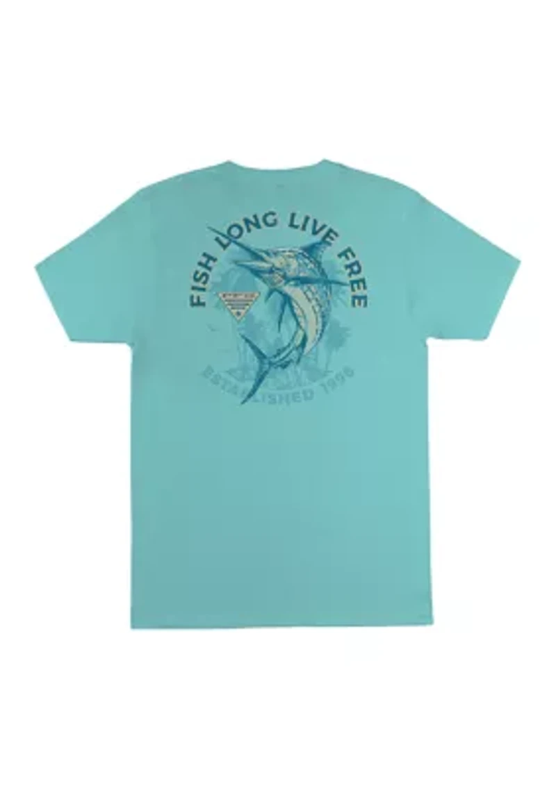 Short Sleeve Fish Long Live Free Graphic T-Shirt