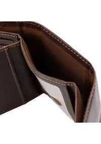 Leather Extra Capacity Trifold RFID Wallet 