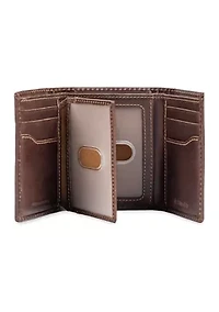 Leather Extra Capacity Trifold RFID Wallet 