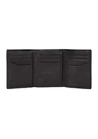 Leather RFID Trifold Wallet with Interior Zipper